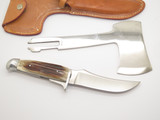 Vintage 1978-82 Parker Brothers Seki Japan Imai Stag Fixed Knife Hatchet Combo