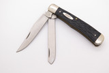 Vintage Camillus USA Trapper Black Handle Stainless Steel Folding Pocket Knife