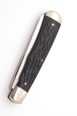 Vintage Camillus USA Trapper Black Handle Stainless Steel Folding Pocket Knife