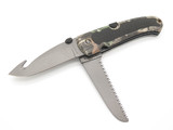Vtg Browning 645 Kodiak FDT Camo Seki Japan Saw Folding Hunter Lockback Knife