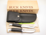 Vtg 1970s Buck 104 Twin Set 103 102 Fixed Blade Sportsman Hunting Knife & Box