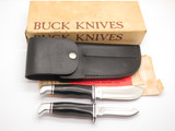 Vintage 1970s Buck 117 Trophy Set 103 116 Fixed Hunting Twin Sportsman Knife