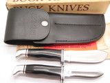 Vintage 1970s Buck 117 Trophy Set 103 116 Fixed Hunting Twin Sportsman Knife