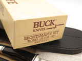 Vintage '88 Buck 115 Twin Sportsman Set 103 118 Fixed Blade Hunting Knife in Box