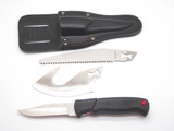 Vintage Kershaw 1098 Blade Trader Black Rubber Handle Saw Guthook Hunting Knife