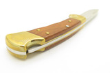 2019 Custom Buck 112 Ranger Finger Groove Drop Point Wood Folding Hunter Knife