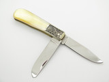 Vtg '80s Parker Japan Custom Trapper MOP Pearl Abalone Eagle Inlay Folding Knife