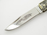 Vtg '80s Parker Japan Custom Trapper MOP Pearl Abalone Eagle Inlay Folding Knife