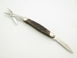 Vintage 1989 Buck 305 Lancer USA Scissors Jigged Bone Folding Pocket Pen Knife