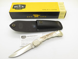 2006 Script Custom Shop Buck 110 Stag S30V Drop Point Folding Hunter Knife