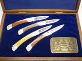 Vintage 1981 Buck 501 Squire Grand Slam Etched Folding Lockback Pocket Knife Set
