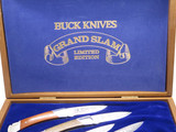 Vintage 1981 Buck 501 Squire Grand Slam Etched Folding Lockback Pocket Knife Set