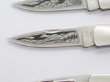 Vintage 1981 Buck 501 Squire Grand Slam Etched Folding Lockback Pocket Knife Set