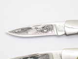 Vintage 1981 Buck 501 Squire Grand Slam Etched Folding Lockback Pocket Knife Set