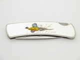 Vintage 1991 Buck 525 Pheasant Stainless Handle Folding Lockback Pocket Knife