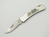 Vintage 1992 Buck 525 USA Raccoon Stainless Handle Folding Lockback Pocket Knife