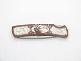 2004 Buck 525 USA Elk Scene Stainless Handle Folding Lockback Pocket Knife