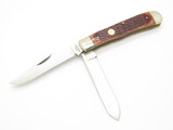 Vintage Puma Germany Jigged Amber Bone Handle Trapper Folding Pocket Knife
