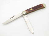 Vintage Puma Germany Jigged Amber Bone Handle Trapper Folding Pocket Knife