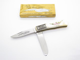 Vtg '80s Parker Japan Custom Scrolled Trapper MOP Pearl Abalone Folding Knife