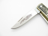 Vtg '80s Parker Japan Custom Scrolled Trapper MOP Pearl Abalone Folding Knife