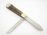 Vintage Weidmannsheil Solingen Germany Stag Handle Folding Hunter Saw Camp Knife