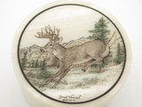 Vtg 2000 Buck 525 Gent Deer Scene Folding Lockback Pocket Knife in Stone Case