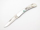 Vtg 1992 Buck 521 Ruffed Grouse Scene Stainless Handle Folding Lockback Knife