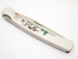 Vtg 1992 Buck 521 Ruffed Grouse Scene Stainless Handle Folding Lockback Knife