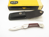 2013 Buck 500 Duke Wood Handle Folding Hunter Lockback Pocket Knife With Sheath