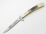 Vtg 1977 Case XX 5111 1/2 Blue Scroll Stag Cheetah Swing Guard Knife