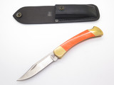 2018 Buck 110 Folding Hunter Custom Orange Pearl Corelon Lockback Knife