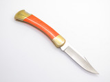 2018 Buck 110 Folding Hunter Custom Orange Pearl Corelon Lockback Knife