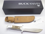 2023 Custom Buck 124 Frontiersman Elk Handle CJ Signed Bowie Fixed Hunting Knife