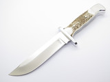 2023 Custom Buck 124 Frontiersman Elk Handle CJ Signed Bowie Fixed Hunting Knife