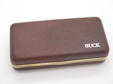 Vintage Buck Script 705 Pony Aurum Etch 2 Blade Folding Pocket Knife Wood Handle