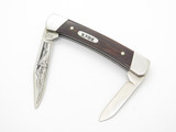 Vintage Buck Script 709 Yearling Aurum 2 Blade Folding Pocket Knife Wood Handle