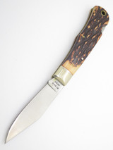 Vintage 1990 Remington UMC R1306 USA Stag Delrin Handle Folding Pocket Knife