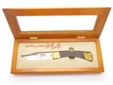 2008 Buck 110 Custom Ironwood Handle Elk Cutout Folding Hunter Knife in Case