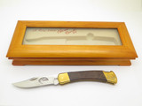 2008 Buck 110 Custom Ironwood Handle Elk Cutout Folding Hunter Knife in Case