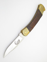 2008 Buck 110 Custom Ironwood Handle Elk Cutout Folding Hunter Knife in Case