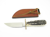 Vintage Marbles USA Cowboy Stag Bone Handle Fixed Blade Hunting Knife
