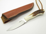 Custom Mike Irie Sambar Stag CPM-154 Drop Point Fixed Blade Hunting Knife