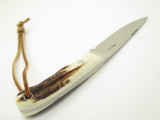 Custom Mike Irie Sambar Stag CPM-154 Drop Point Fixed Blade Hunting Knife