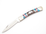 Custom David Yellowhorse Buck 704 Buffalo Inlay Turquoise Folding Pocket Knife