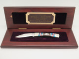 Custom David Yellowhorse Buck 704 Buffalo Inlay Turquoise Folding Pocket Knife