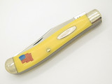 Vtg 1980s Buck 329 USA Flag Freedom Trapper Yellow Delrin Folding Pocket Knife