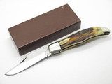 Vtg 1970s -80s KA BAR 1197 Thick Sambar Stag Folding Hunter Knife