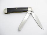 2015 Case XX 2254 Black Delrin Trapper Folding Pocket Knife Antique Stamp