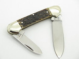 Vtg 1996 Bulldog Brand Solingen Pit Bull Canoe Folding Pocket Knife Bone
